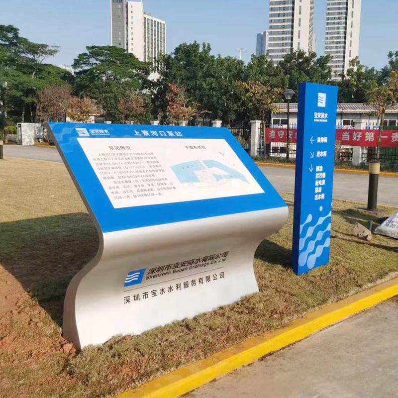 分布图户外烤漆不锈钢指示牌斜面标识展示架大堂uv打印立式