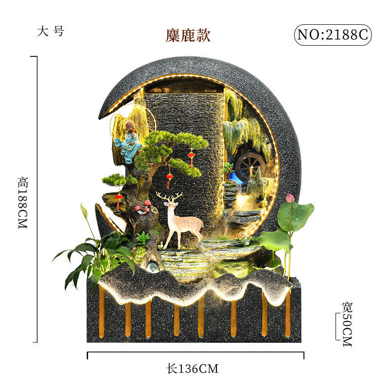入户花园庭院水幕墙流水屏风摆件装饰水景墙流水墙假山景观款中式