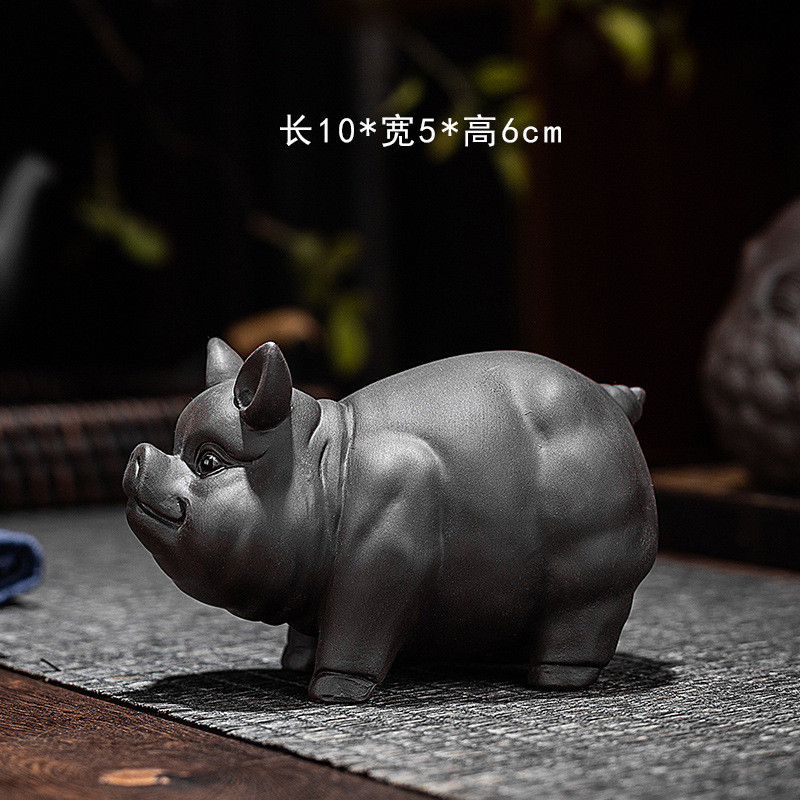 源头厂家如意生肖猪紫砂茶宠可爱茶具配件招财可养批发十二生肖猪