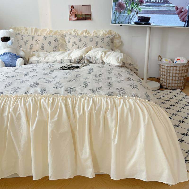 热销2024新款田园复古风法式花边款水洗棉四件套-锦素系列,床上用品,床品套件/四件套/多件套,淘宝优惠券,粉丝福利购,淘宝优惠卷