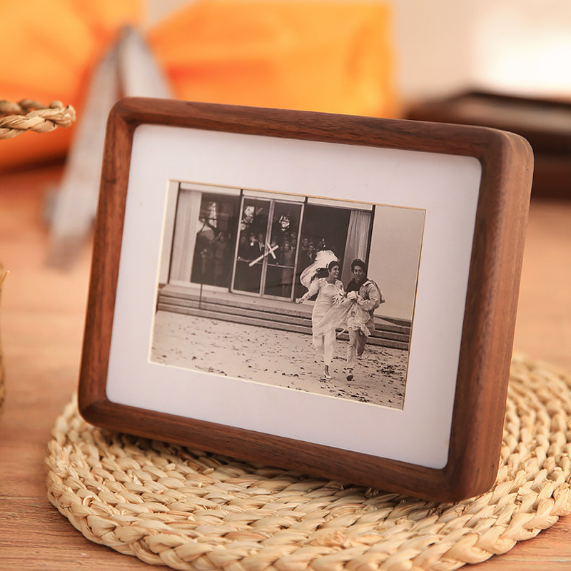 热销画框榫卯相框摆台小实木美式复古6寸7创意桌面摆件洗照片做成