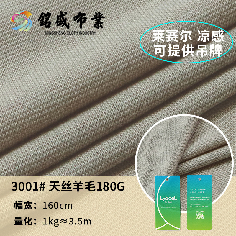 天丝羊毛面料春夏180g天丝莱赛尔弹力针织时尚双面打底感凉布料