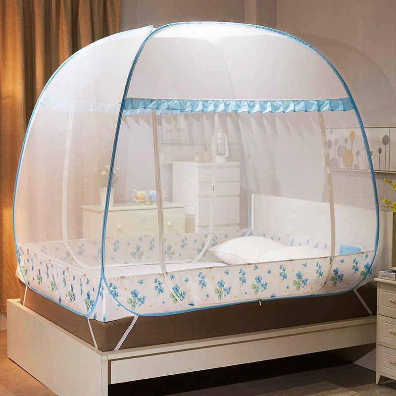 免安装蒙古包加拉链高蚊帐双开门全底方宿舍用可挂吊扇家用顶蚊帐