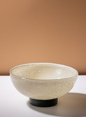 欧式轻奢水果盘手柄玻璃花瓶客厅办公室室内装饰摆件带大肚创意杯