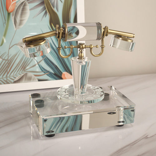 热销装饰摆件轻奢创意复古水晶电话道具样板间售楼处销售中心桌面