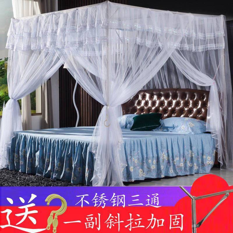 5h6s批发蚊帐支架三开加密门不锈钢加厚1.5米1.8m落地家用免安装