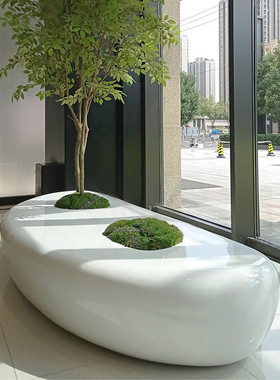 泰科石公园户外玻璃钢树池grg座椅定制景观环形grc圆弧水磨石坐凳