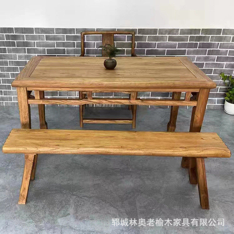 热销老榆木喝茶桌风化复古餐桌长条板凳中式原木书桌民宿风茶台茶,住宅家具,实木餐桌,淘宝优惠券,粉丝福利购,淘宝优惠卷
