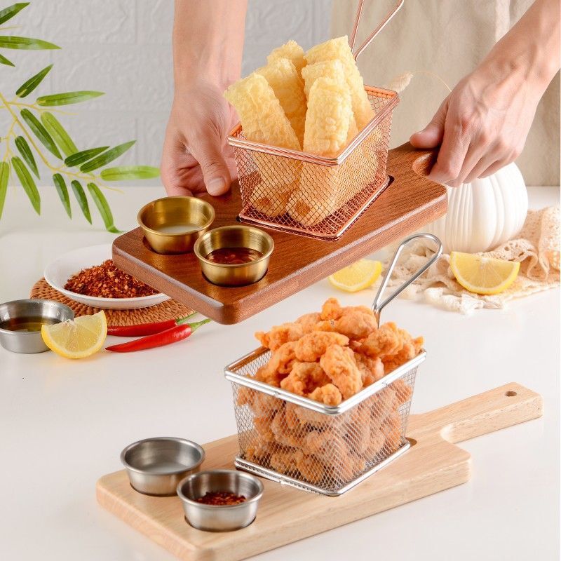 薯条架容器带木托餐具套装美式创意迷你薯条篮炸鸡炸篮小吃筐装盘