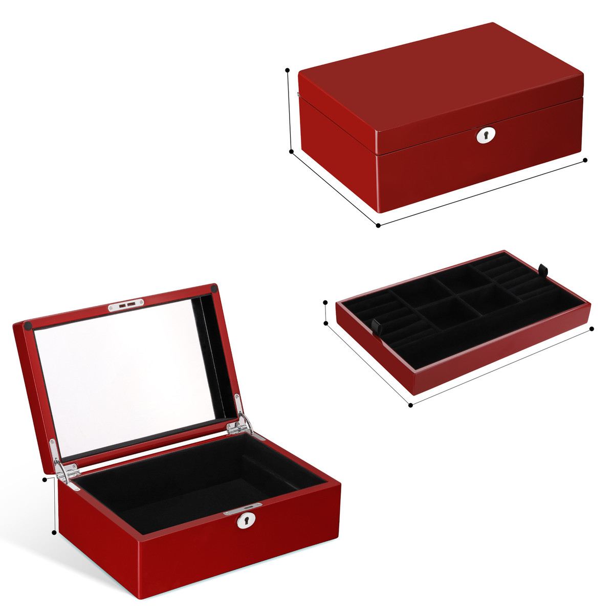 热销可拆卸首饰盒女友妻子2层大型珠宝收纳盒带女性用品托盘