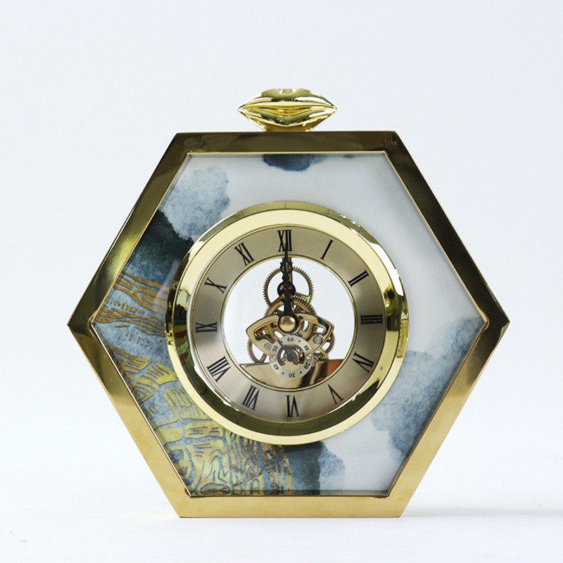 金属相框创意欧式钟表托盘烟灰缸纸巾盒套装样板间衣帽间书柜摆件