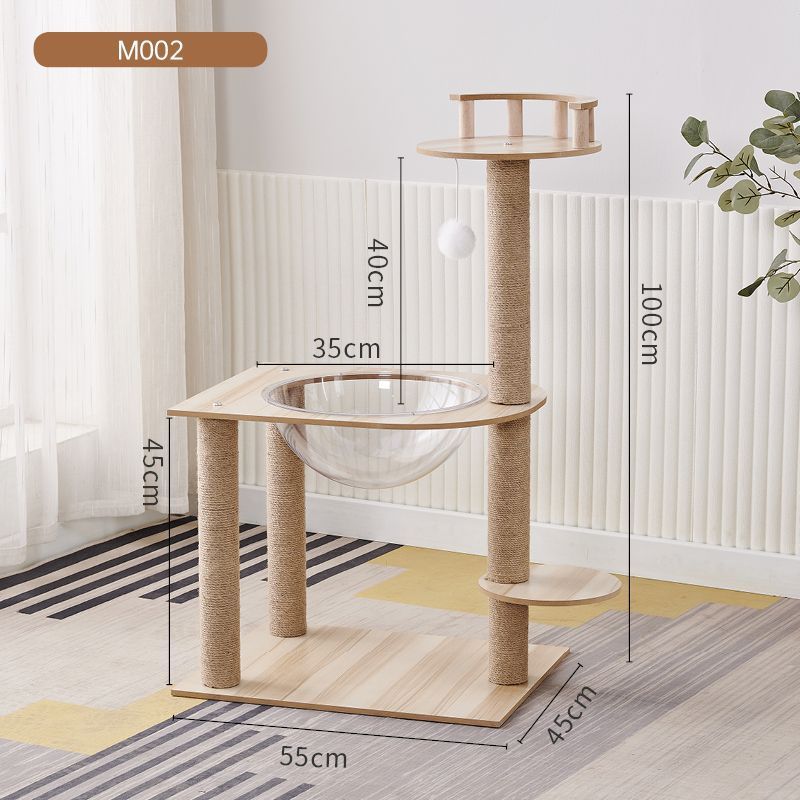 猫爬架diy实木树屋猫爬柱一体猫抓板猫咪攀爬架剑麻柱猫窝猫别墅