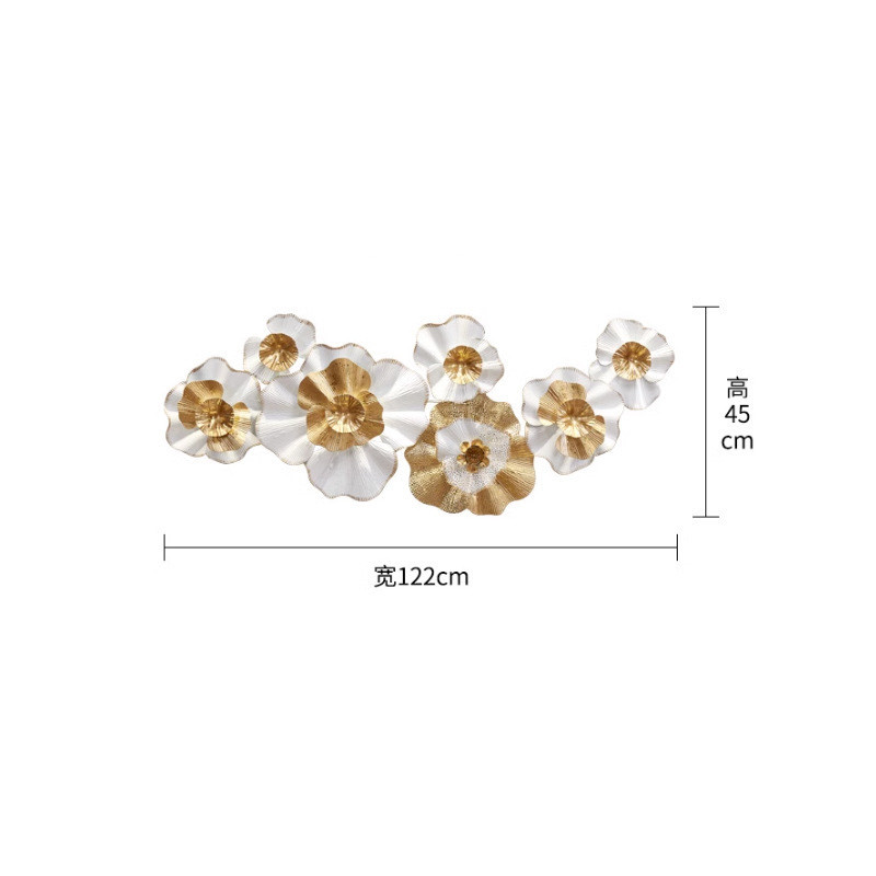 q3y现代欧式铁艺花朵墙面装饰客厅背景墙玄关金属壁饰金色挂件壁
