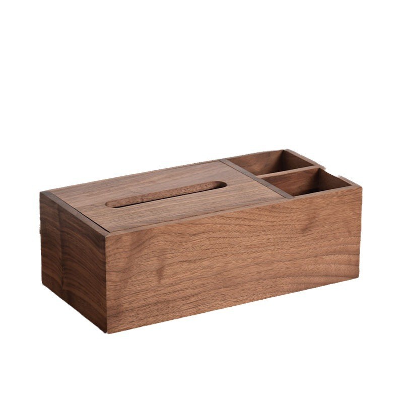 胡桃木纸巾盒家用客厅多用途新中式抽纸盒实木长方形纸巾收纳盒