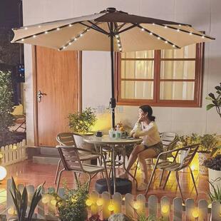 w網1户外带灯中柱伞庭院伞室外太阳伞广告防晒遮阳伞阳台桌椅防雨