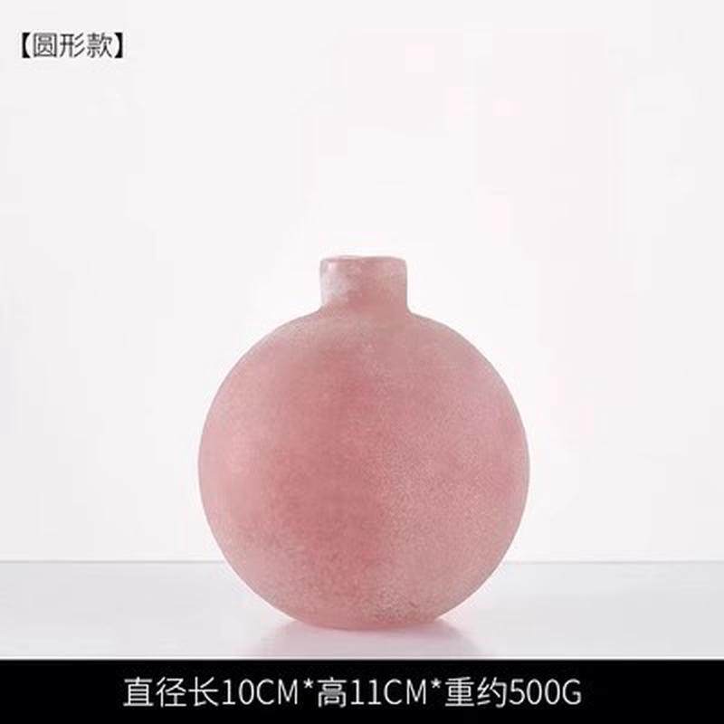 手工轻奢粉色切面小口北欧玻璃花瓶样板间卧室装饰品摆件批发,家居饰品,装饰摆件,淘宝优惠券,粉丝福利购,淘宝优惠卷