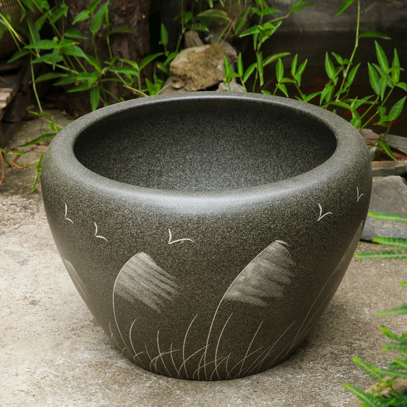 大缸特大号老式睡莲盆室外庭院大口径养鱼水缸花盆陶瓷鱼缸荷花缸