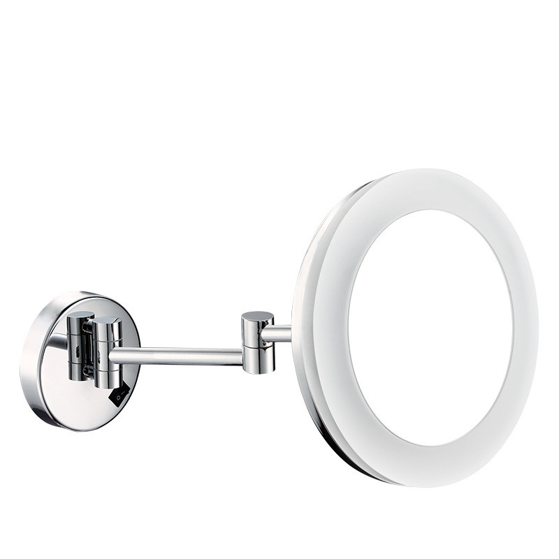 补led灯壁挂美容带灯化妆镜光镜折叠伸缩灯镜3倍5倍放大镜子外贸