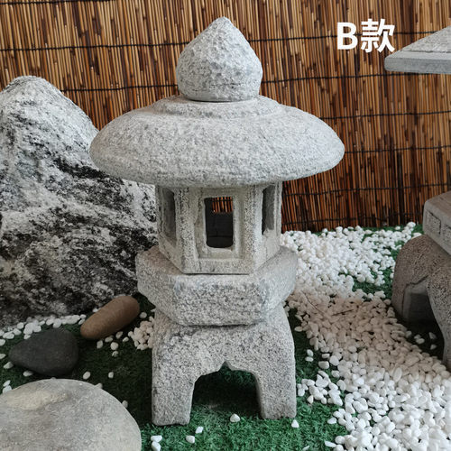 石灯批发日式庭院太阳能灯仿古做旧园林酒店草坪灯摆件中式青石