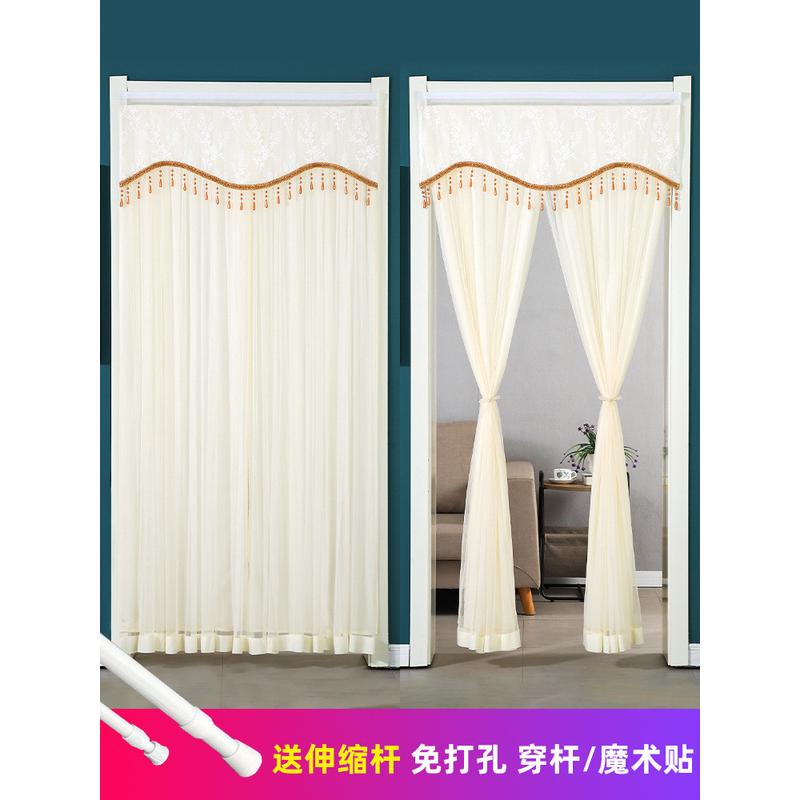zz8n防蚊门帘批发2022新款透光不透人蕾丝纱帘卧室家用免打孔魔术