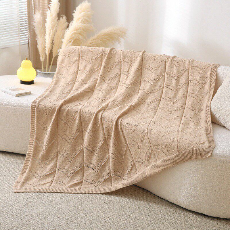 北欧风纯色简约针织样板房线毯办公室午睡沙发盖毯毛客厅装饰毯子