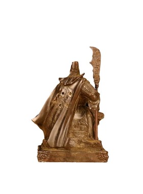 复古铜器家居装饰旧关公摆件关帝爷坐款大刀关公摆件做合金工艺品