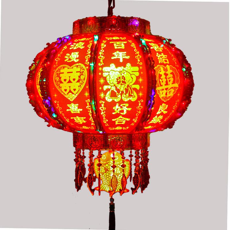 厂家供应diy灯笼灯七彩旋转走马灯led灯笼串结婚灯笼古风新年宫灯