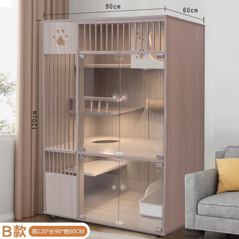 iv实木猫笼子别墅猫笼猫舍猫屋房子猫别墅室内猫咪家用猫窝柜防水