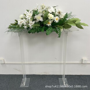 新款宴会厅道具透明亚克力桌摆婚庆酒店路引花器舞台橱窗布置
