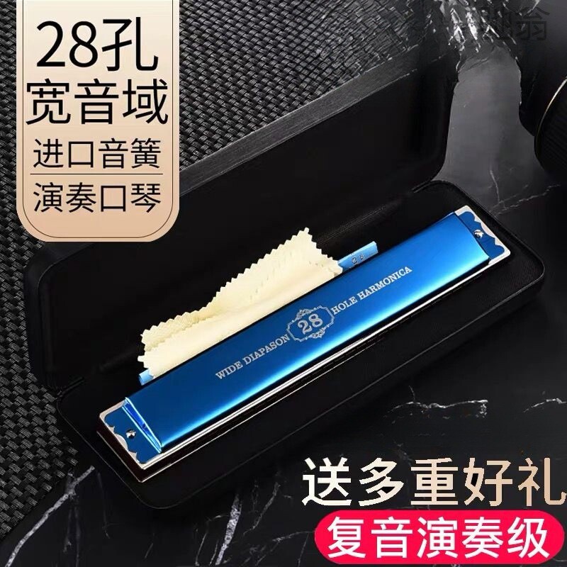 热销c6r28孔重音口琴成人高级专业儿童级复音演奏初