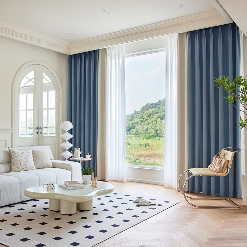 雪尼尔人字纹窗帘布窗帘成品卧室轻奢现代简约客厅柯桥全遮光
