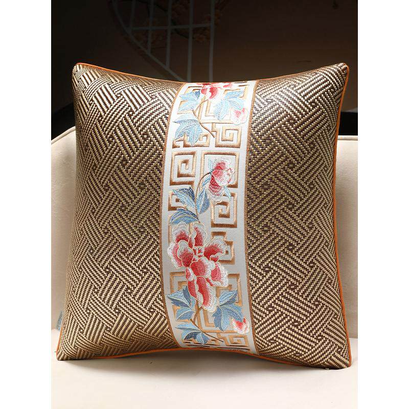 99n夏季藤席抱枕夏天款新中式红木沙发靠枕套凉席靠垫套冰丝大靠