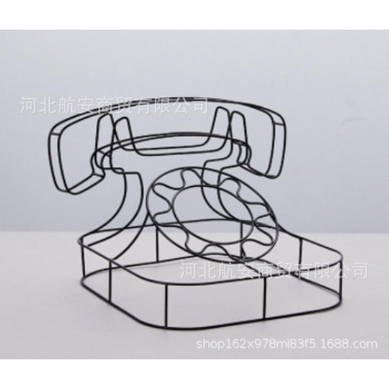 现代简约创意金属线条电话机摆件样板房售楼处桌面软装饰品摆件