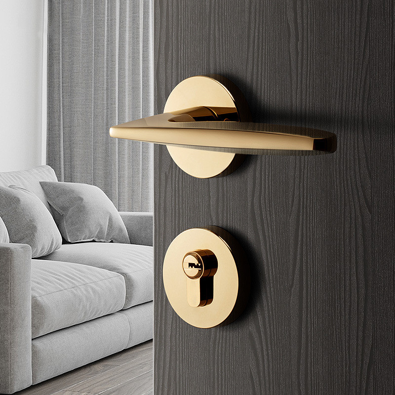 门锁室内卧室静音黑色锁具北欧简约分体锁家用现代实木门房门锁