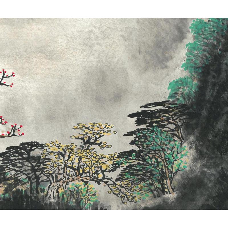 y4j8朝云瑞复国画水墨山水画客厅卧室横幅挂画书法字画微喷打印日