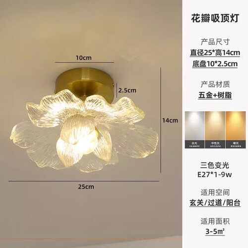 楼梯过道灯走廊现代简约阳台灯花瓣衣帽间入户玄关吸顶灯具casagd
