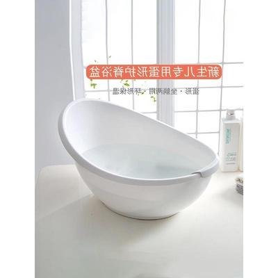 婴儿浴盆宝宝洗澡盆一体式小号新生不折叠儿童加厚圆形简约沐浴桶