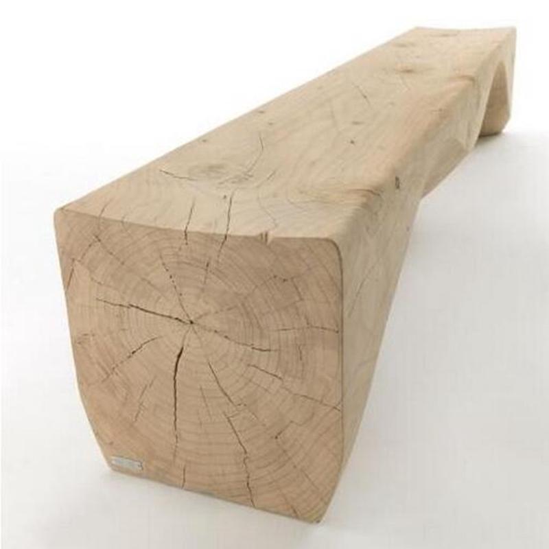 热销椅子实木商场等候区创意原木现代简约酒店大堂波浪木艺长条凳