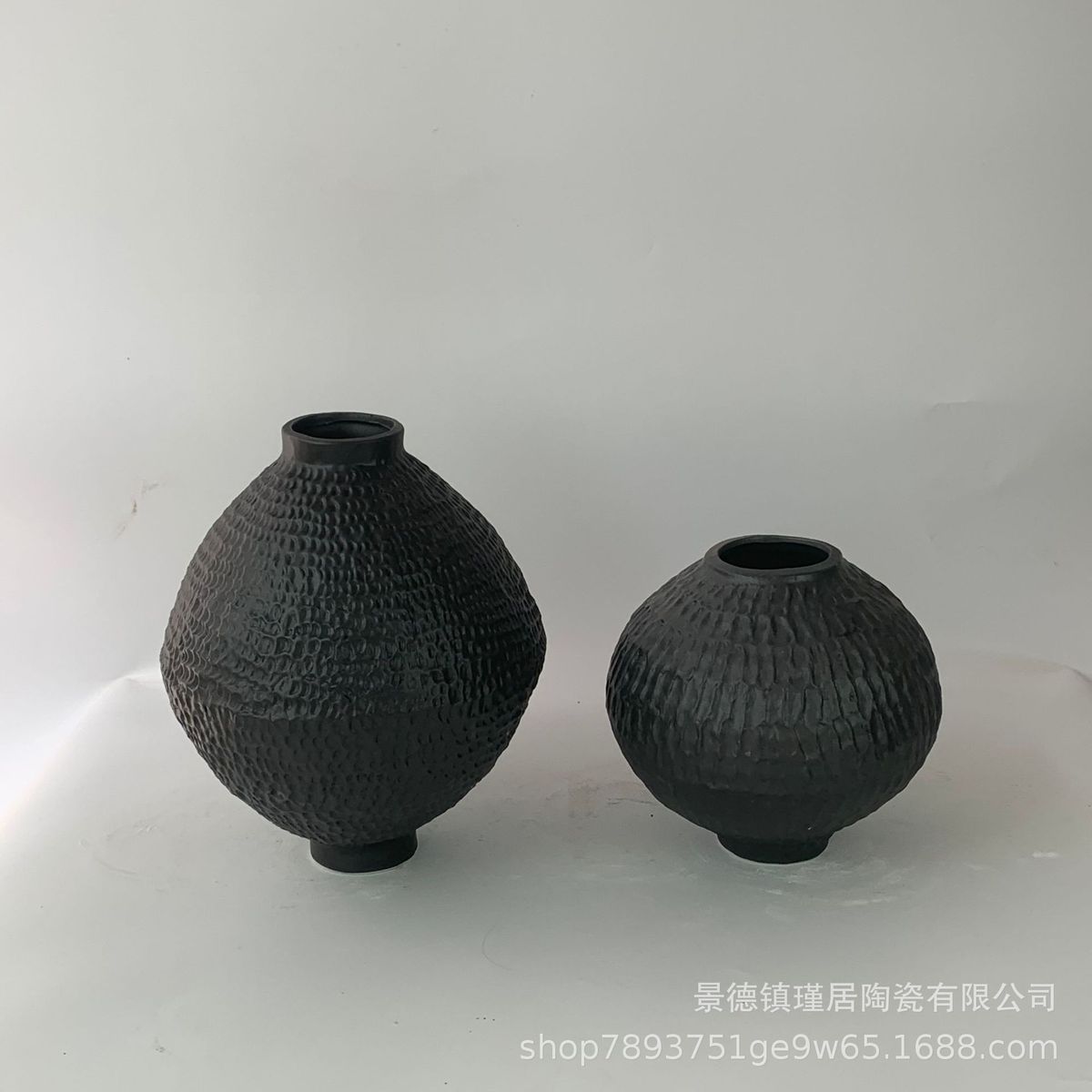 热销简约纯手工水墨画样板房、客厅落地摆件新中式陶瓷花瓶异型插