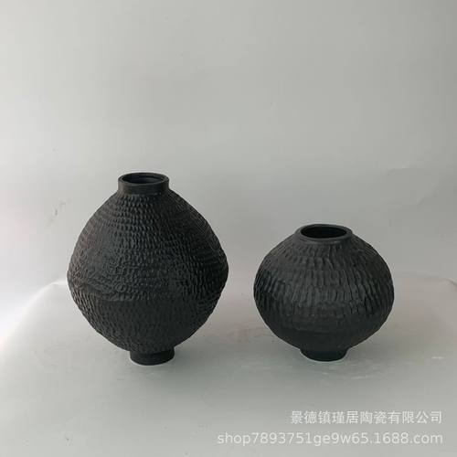 热销简约纯手工异型样板房、客厅落地摆件新中式水墨画陶瓷花瓶插