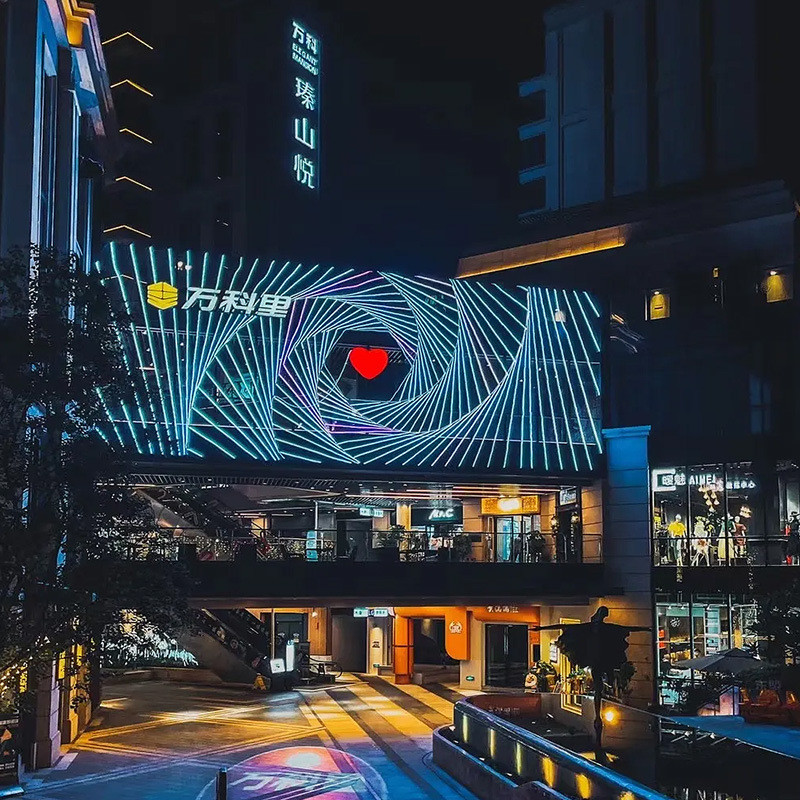 户外商业街led灯饰画高级抽像商业墙面夜景装饰幕墙发光造型图案