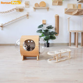 宠物用品海外猫窝木质仓猫房子冬家用太空舱猫窝半封闭圆形猫别墅