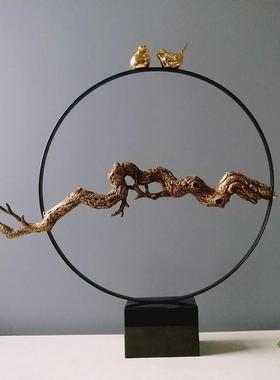 现货鱼新中式铁艺飞鸟和批发玄关家居饰品摆件