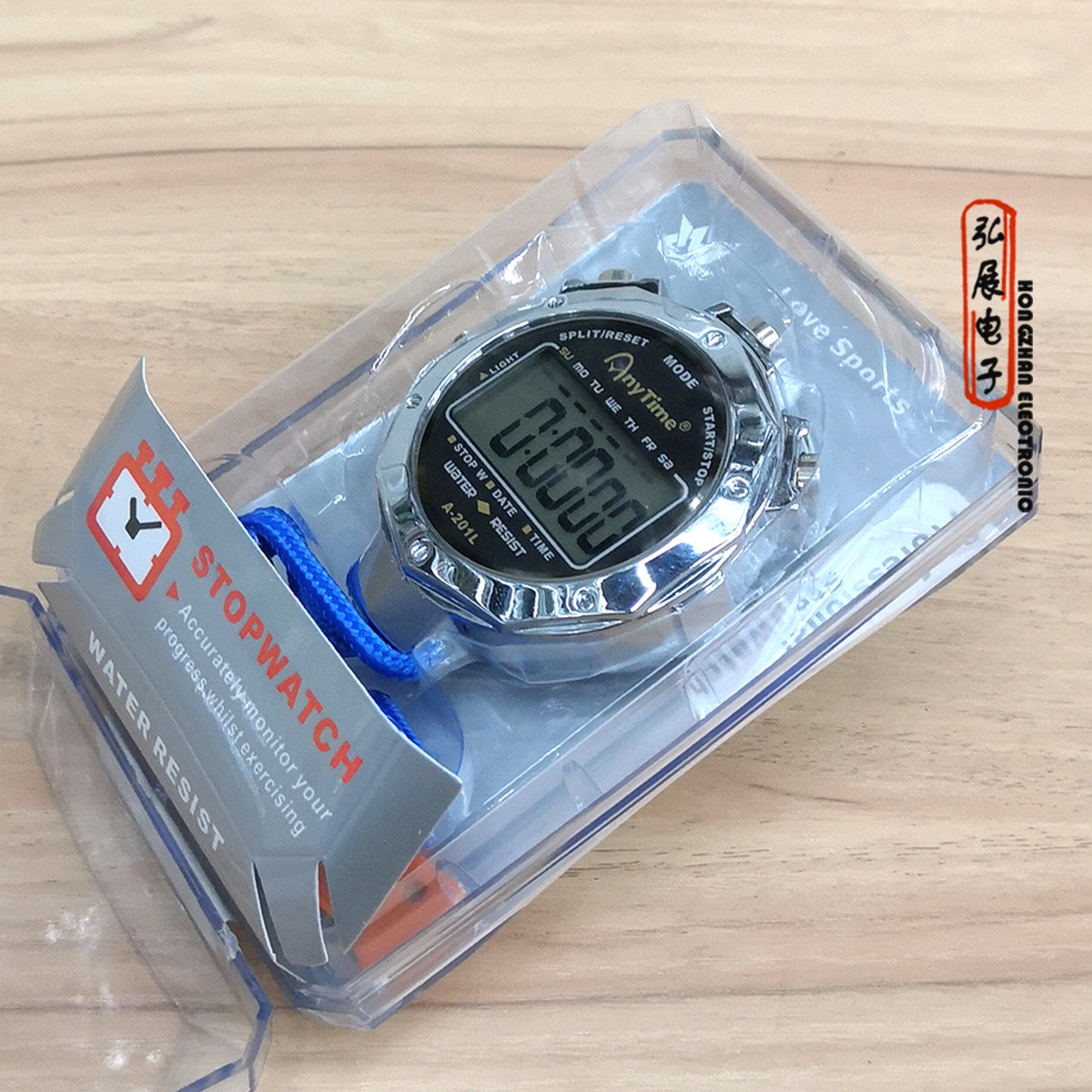 201l生活防水七彩灯多功能运动电子秒表户外跑步健身测试两道秒表