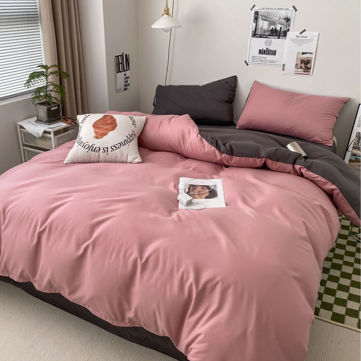 水洗棉床单被套学生宿舍床上用品四件套罩学生宿舍三件套床笠床单