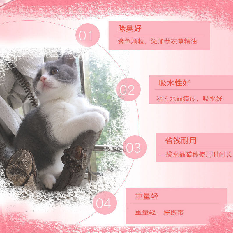 3.8l*6包水晶猫砂袋除臭低尘猫咪用品大小颗粒香砂猫沙蓝猫硅胶