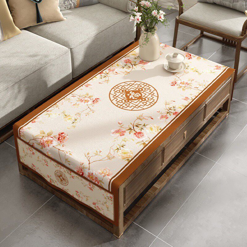 客厅茶几布桌布棉麻防水长方形餐桌布布艺轻奢高级感新中式小台布