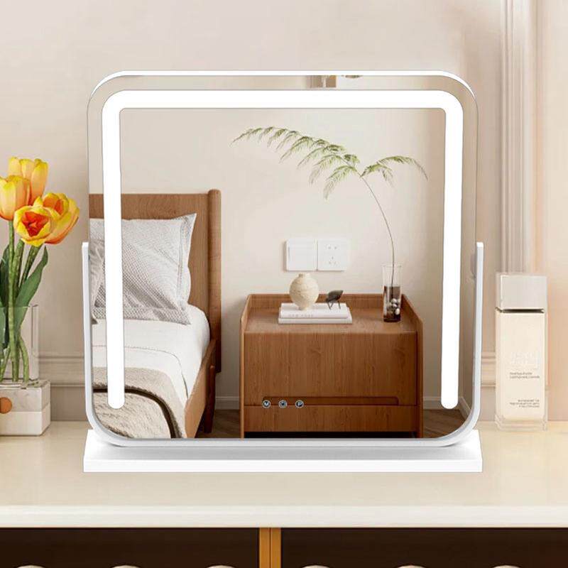 led化妆镜补光带灯镜子台式桌面卧室妆镜插电款方形美妆镜梳妆镜