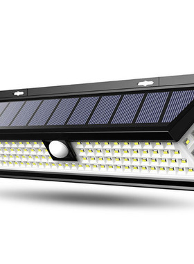 爆款人体感应太阳能灯户外118led太阳能壁灯花园照明庭院灯