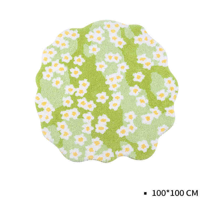 异形小花家用植绒地毯儿童房加厚毛绒地垫打理卧室床边易客厅地毯